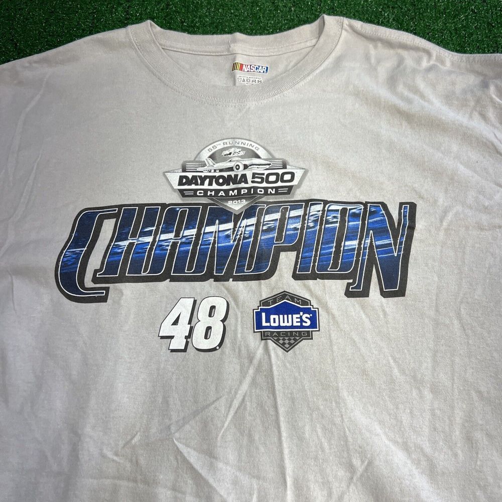 Jimmie Johnson Champion T-Shirt Men's Size 3XL Gray Daytona 500 NASCAR 2013‎